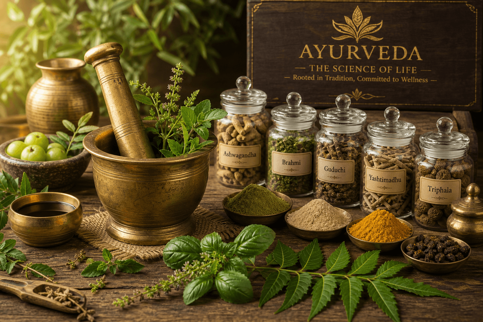 Ayurvedic herbs and mortar — Ojasya Ayurveda